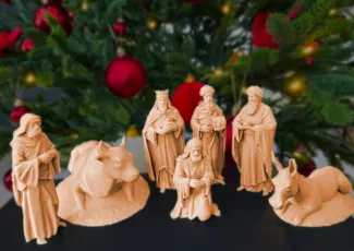 Nativity Scene: Wise Men, Shepherds, and Animals