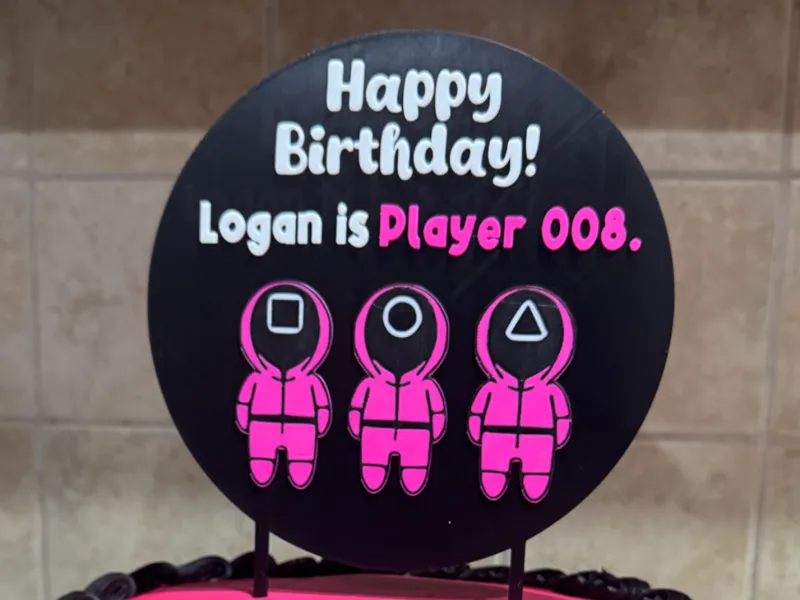 Squid Game Pink Guards Cake Topper