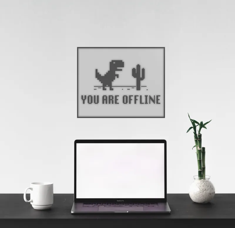 YOU ARE OFFLINE sign NO AMS