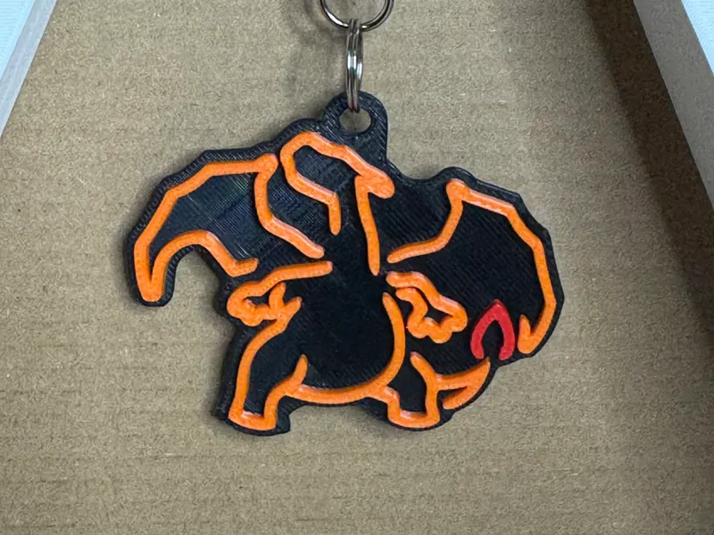 charizard inspired neon keychain