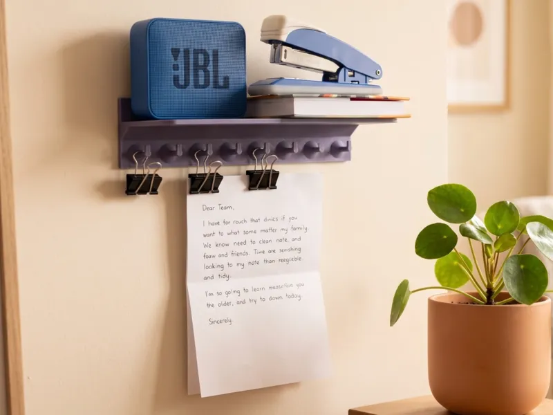 Mail and key organizer with shelf