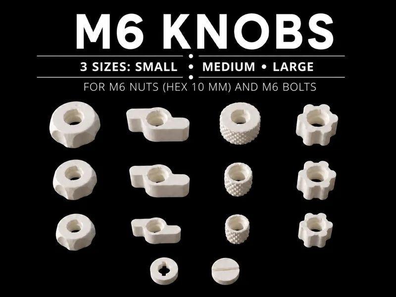 M6 Knobs 10mm Hex – 4 Styles 3 Sizes