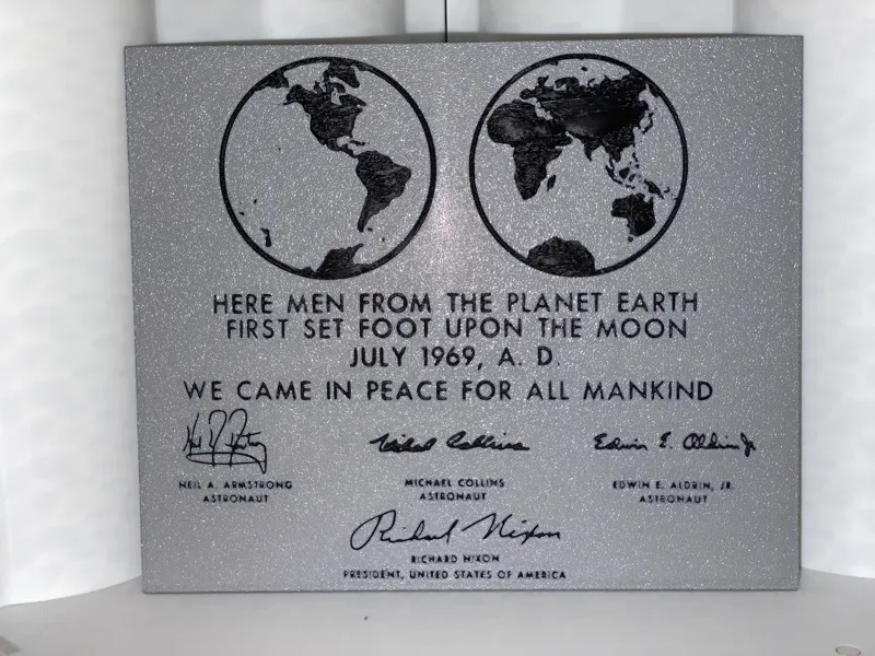 Apollo 11 Plaque. Replica of the Moon Marker