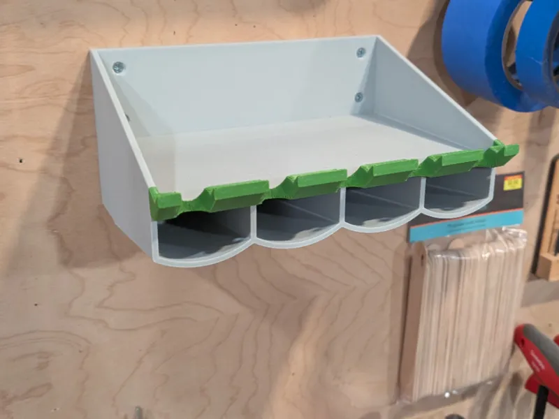 Shop wall shelf with brush, pen, and pencil slots!
