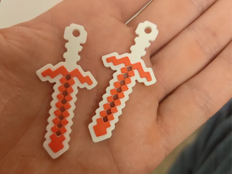 Minecraft Pixel Sword Keychain – Clean 2 Color 