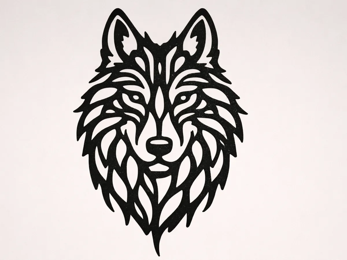 Décoration murale loup en ligne continue