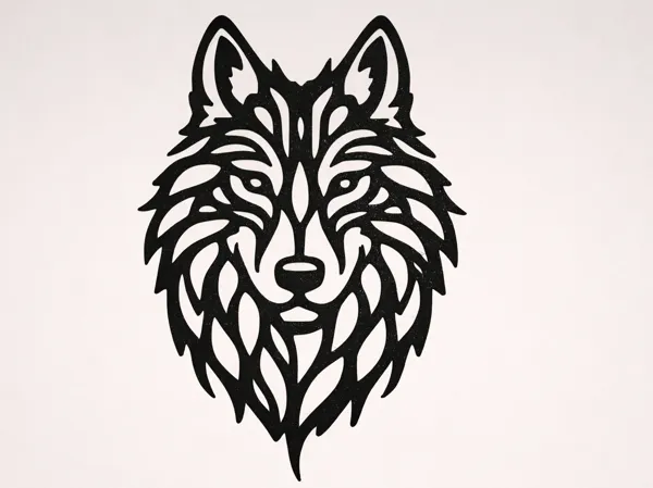 Décoration murale loup en ligne continue