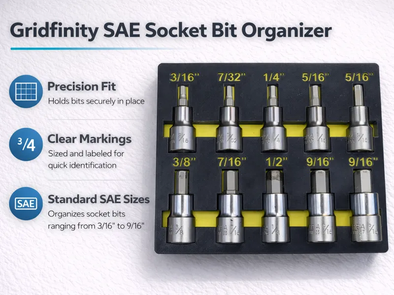 Gridfinity SAE Socket Bit Organizer