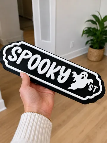 Adorno temático: Spooky Street Ghost Street Sign Cute Halloween — vista de referencia 2