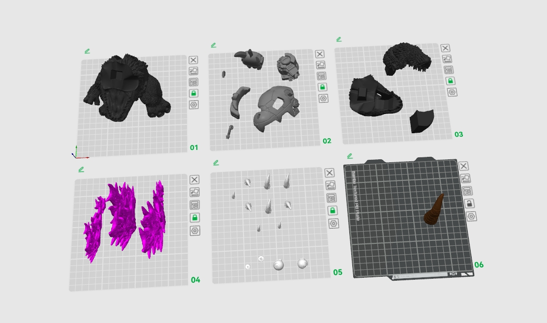 Miniatura 2 do modelo 3D Q版 哥斯拉机械暴龙兽(分件）