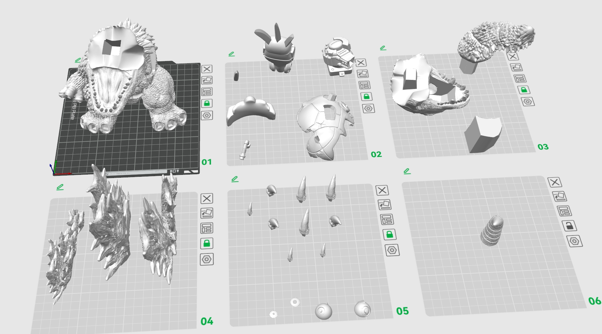 Miniatura 4 do modelo 3D Q版 哥斯拉机械暴龙兽(分件）