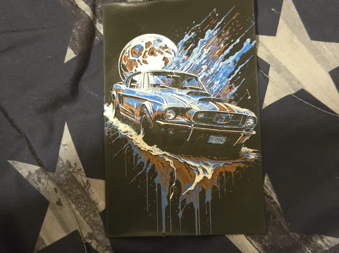 car driving out of the moon art