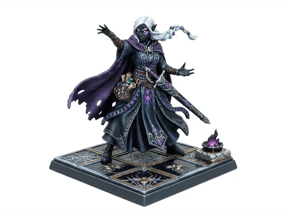 Modelo para impresión 3D: Shadester - Female Drow Sorcerer. Referencia del modelo original.