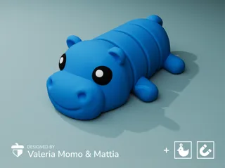 Cute Flexi Pets Hippo (Keychain & Magnet)