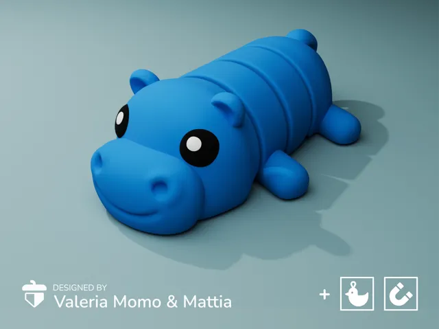Cute Flexi Pets Hippo (Keychain & Magnet)