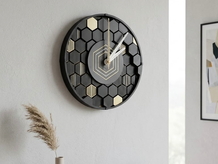 Modern Hex Grid Wall Clock