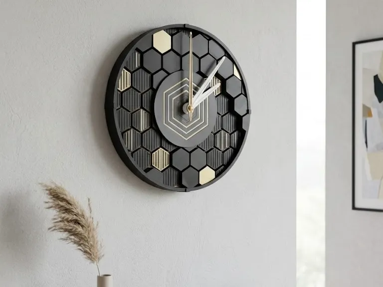 Modern Hex Grid Wall Clock