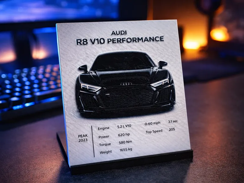 Audi R8 Poster Relief Hueforge Wanddekoration 