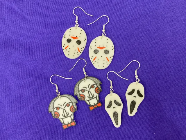 Horror Earrings; GhostFace, Jigsaw, Jason & Chucky