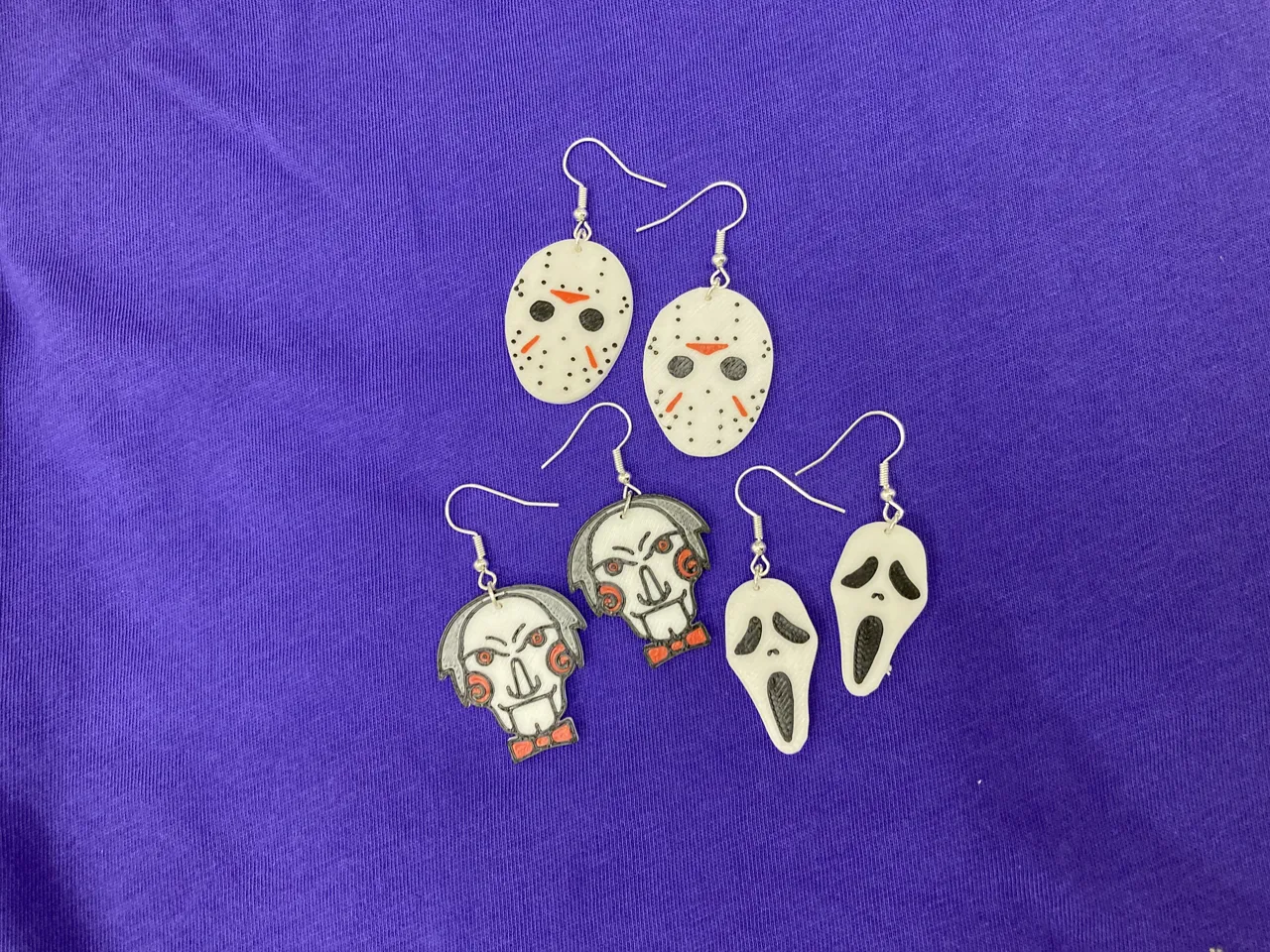 Horror Earrings; GhostFace, Jigsaw, Jason & Chucky view 2