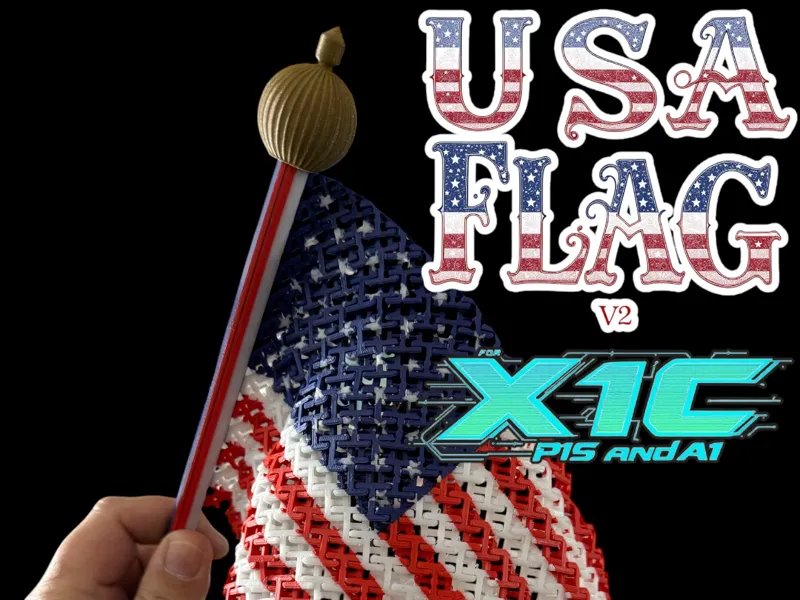 Chainmail USA Flag Fabric Print in Place