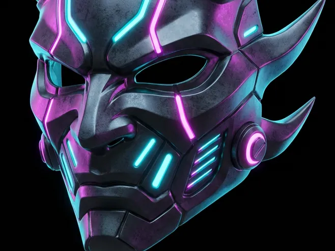 Meshy_AI_Neon_Demon_Mask