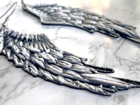 Feather Angel Wing Earrings - Craiyon and HueForge view 4