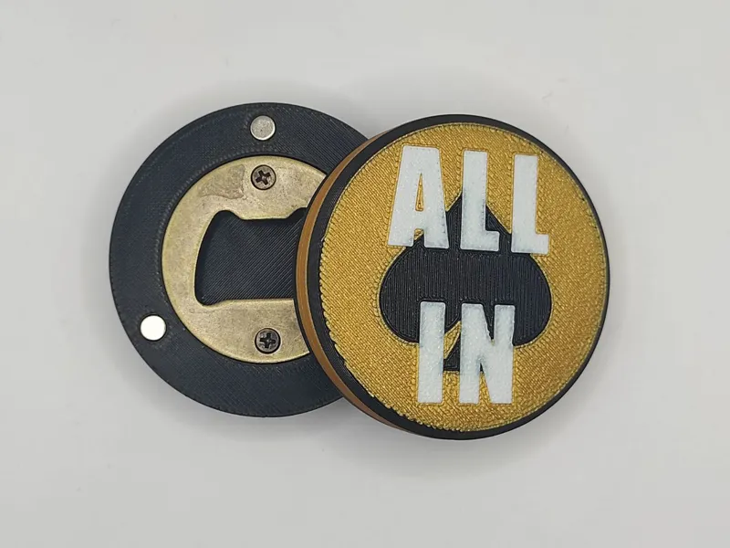 Magnetic Poker Bottle Opener - All In Edition