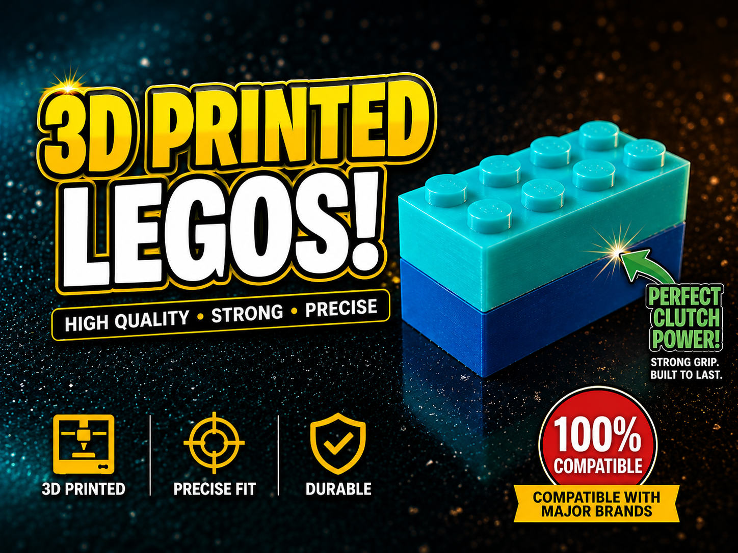 3D Printed LEGOs-Compatible 2x4 Brick