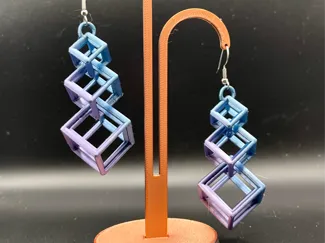 Triple scaled cube earrings