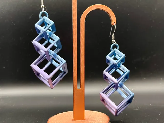 Triple scaled cube earrings