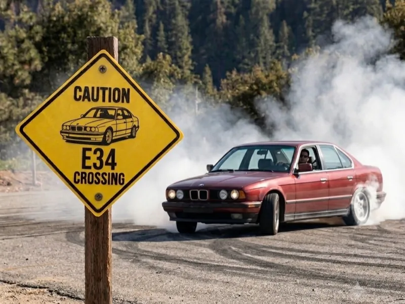 Warnschild E34 crossing