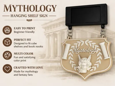 Mythology Hanging Book Shelf Sign