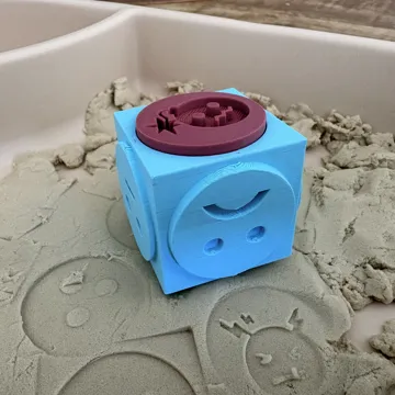 Modelo para impresión 3D: Emotion Cube Stamp - 6-Sided Face Stamp for Sand — vista de referencia 3