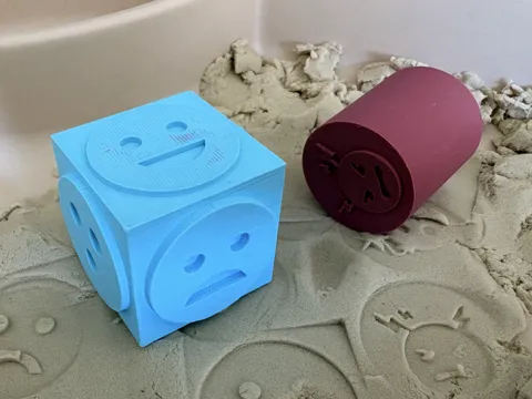 Modelo para impresión 3D: Emotion Cube Stamp - 6-Sided Face Stamp for Sand — referencia de MakerWorld