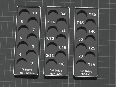 Gridfinity Craftsman 3/8 TORX & HEX (Metric&SAE) 