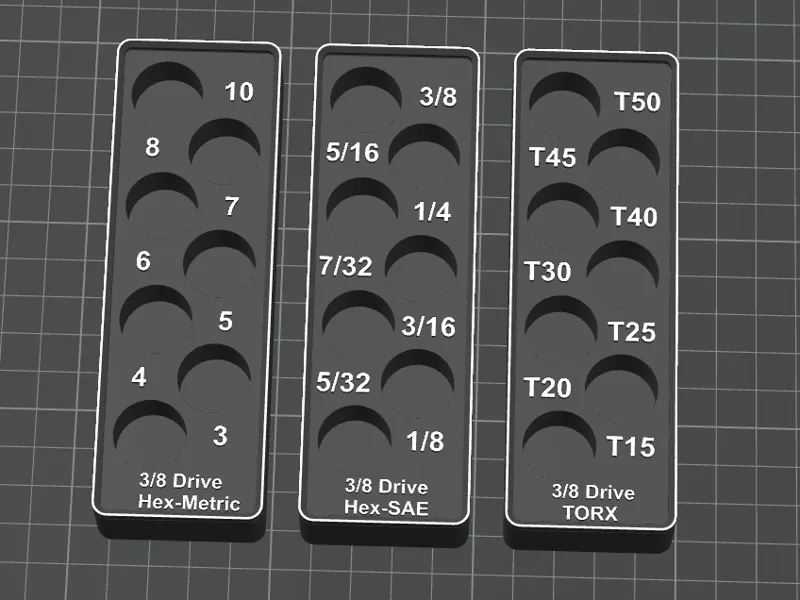 Gridfinity Craftsman 3/8 TORX & HEX (Metric&SAE) 
