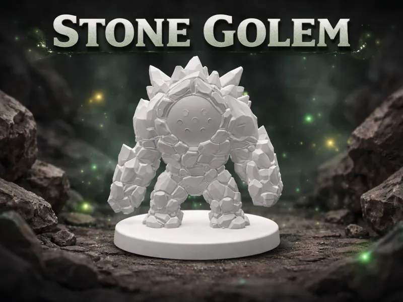 Stone Golem Miniature – Elemental Guardian for DnD