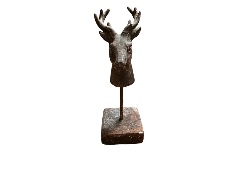Deer Head Sculpture on Stand – Stylish Home Decor