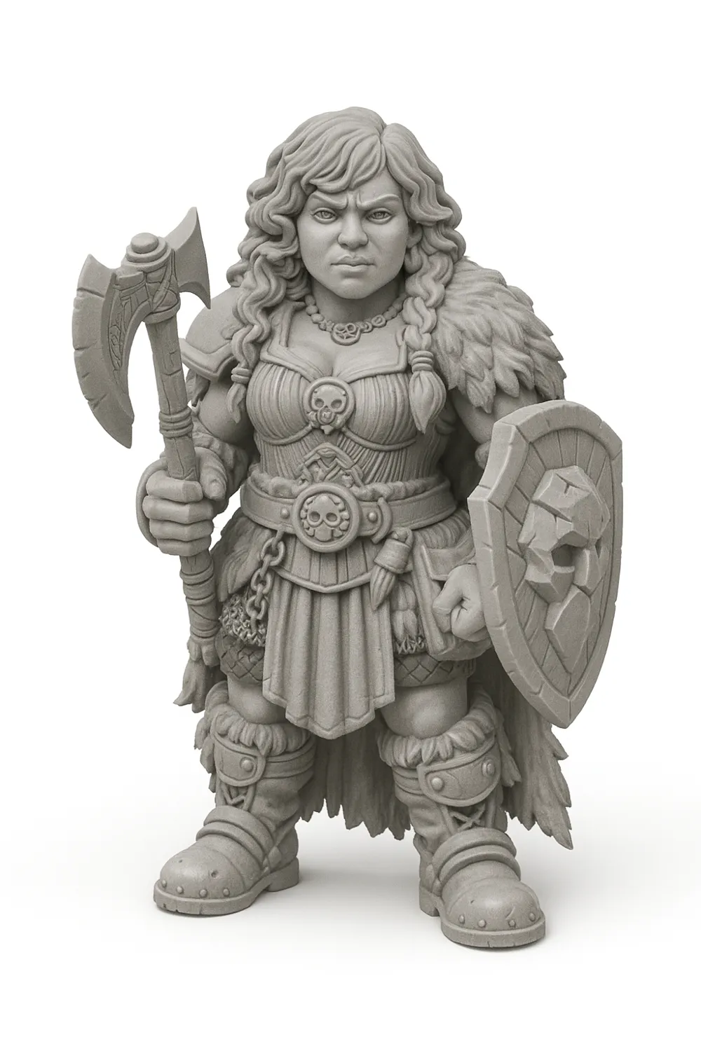 DnD Dwarf Female Fighter w/ Battle-Axe, Shield - Free 3D Print Model ...