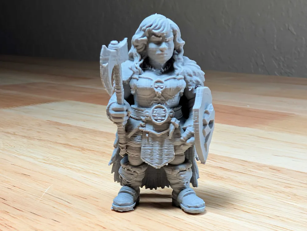 DnD Dwarf Female Fighter w/ Battle-Axe, Shield - Free 3D Print Model ...