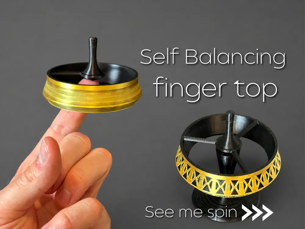 Letrero o emblema decorativo: Self-Balancing Finger Top. Referencia del modelo original.