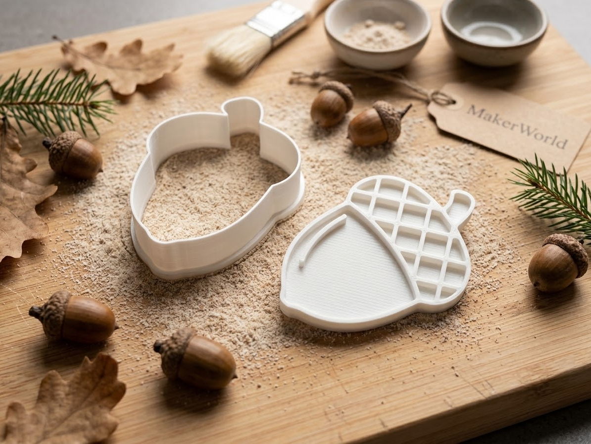 Acorn Cookie Cutter a Stamp Set - Autumn Cutter 3D model