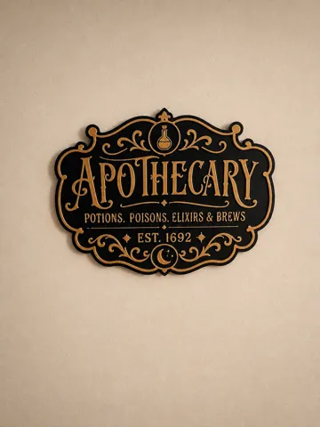 Letrero o emblema decorativo: Wizard Apothecary | Potions & Elixirs Sign — vista de referencia 2