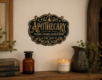Letrero o emblema decorativo: Wizard Apothecary | Potions & Elixirs Sign — vista de referencia 3