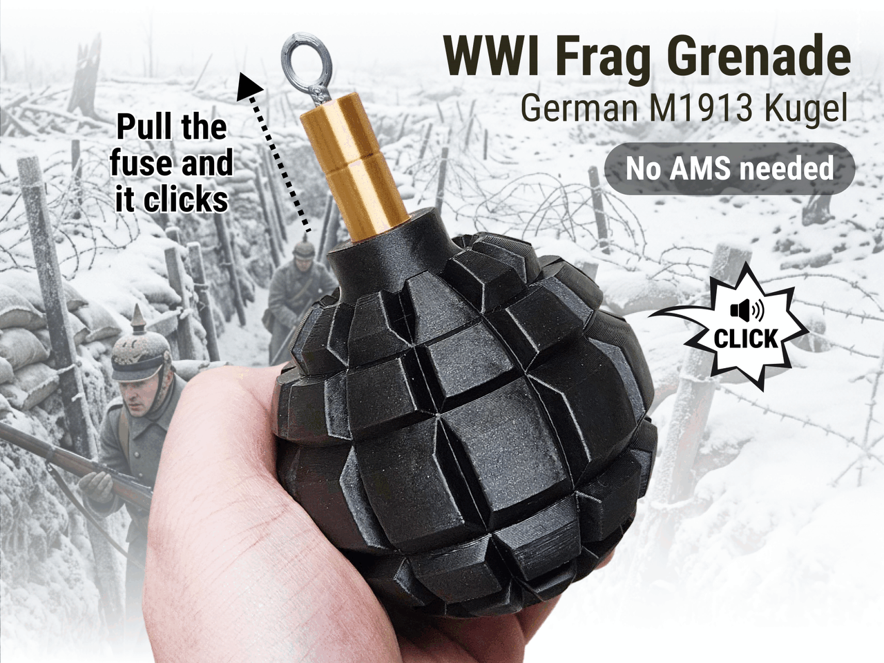 WW1 Pineapple Grenade with Clicking Fuze | Kugel - 1