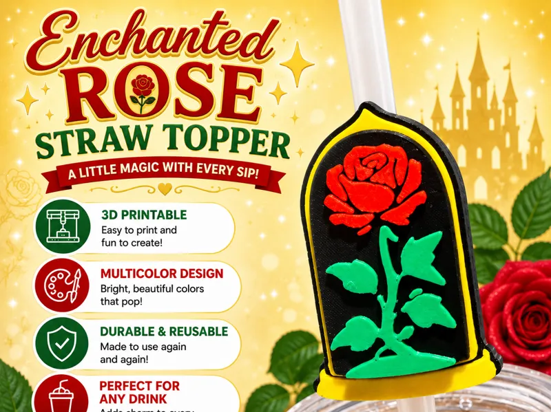 Enchanted Rose Straw Topper