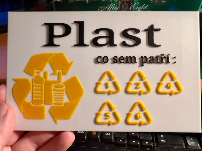 Cedulka Plast (recyklační třídící box)