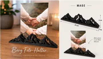 Letrero o emblema decorativo: Foto- & Kartenhalter im Bergdesign–Deko/Geschenk — vista de referencia 3
