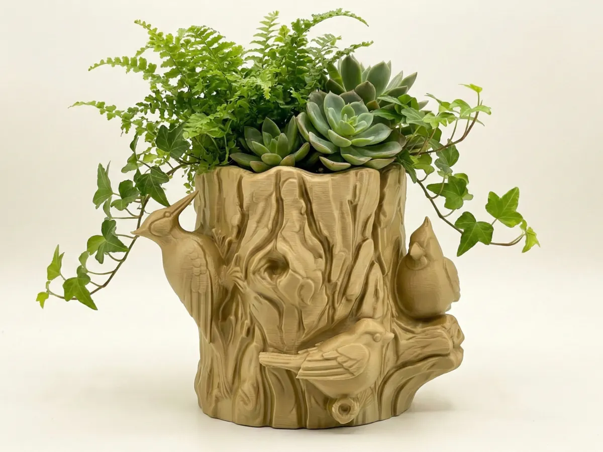 Jardinière tronc de la forêt aux oiseaux